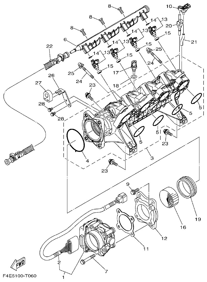 Yamaha VX18002019F4E7(F6G INTAKE 1 parts diagram